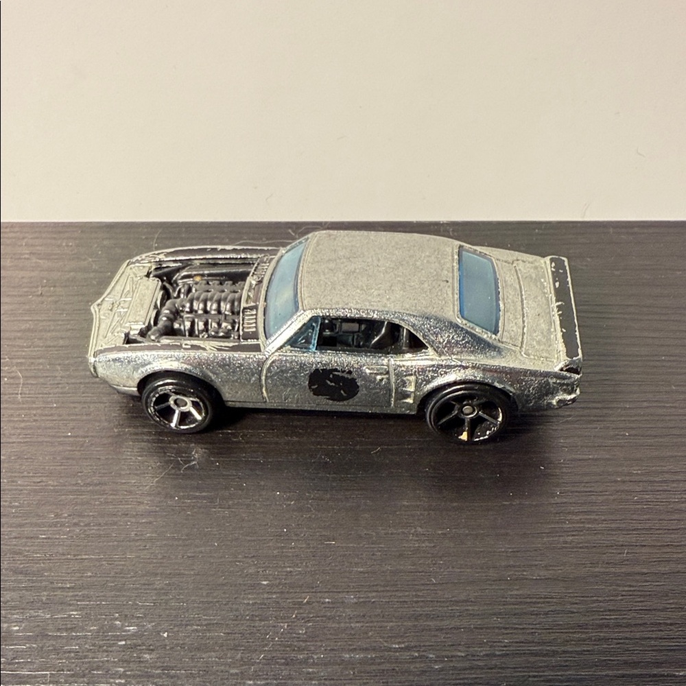 Silver Toy Car with Detailed Engine
